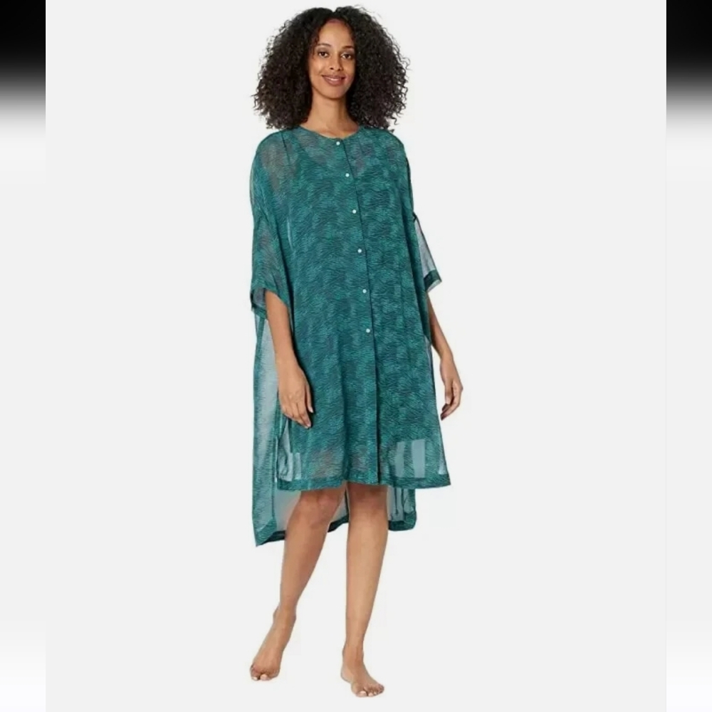 Intimately Free People Teal Button-Down Long Cheer Swim Cover-Up/Tunic Size L